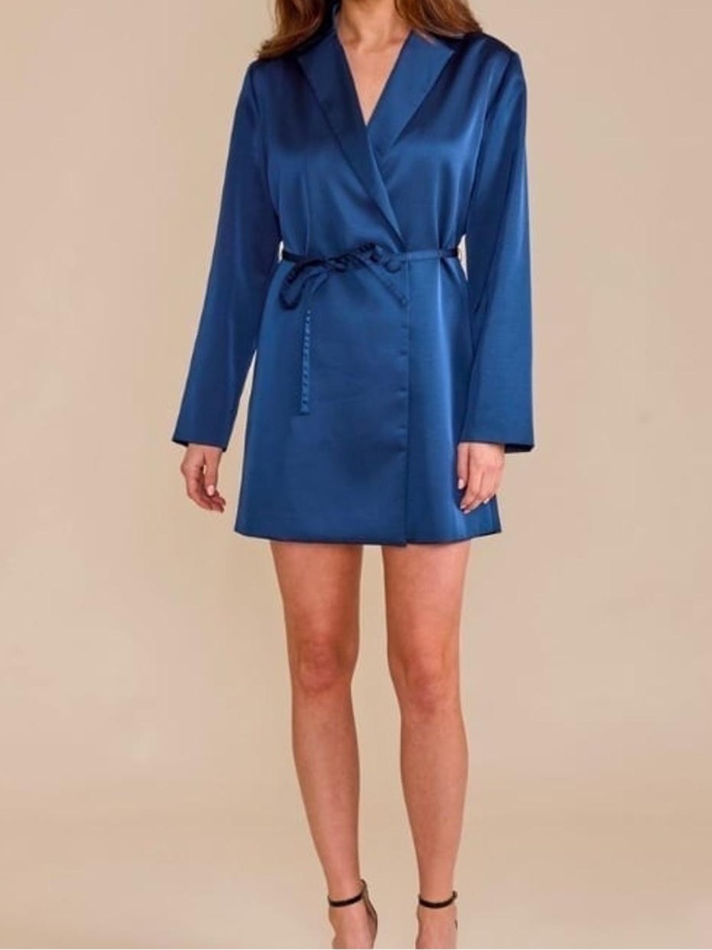 S’EDGE Tuxedo Navy Satin Mini Dress